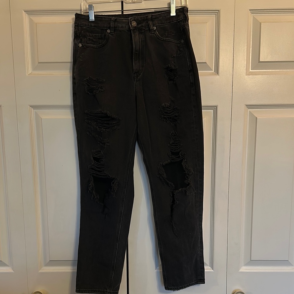 Black Ripped Mom Jeans